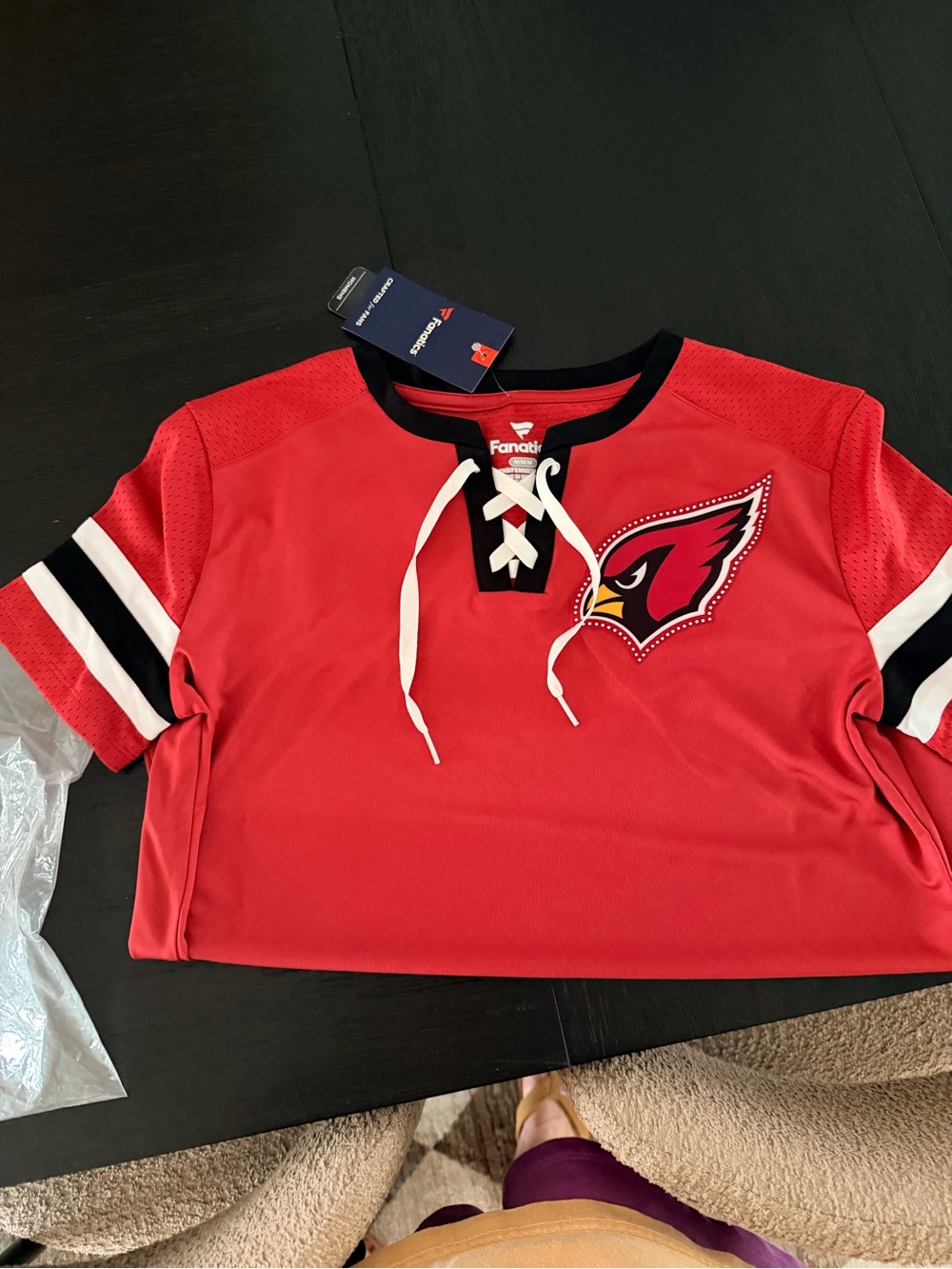 Fanatics Red Arizona Cardinals Lace-Up Short Sleeve Top